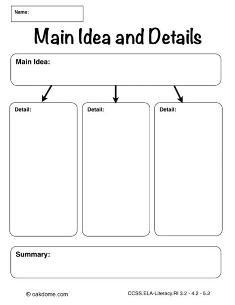 Main Idea And Supporting Details Graphic Organizer Printable