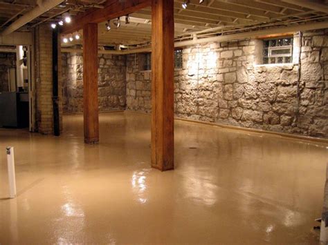 Basement Concrete Wall Paint and Lighting : Amazing Basement Concrete ...