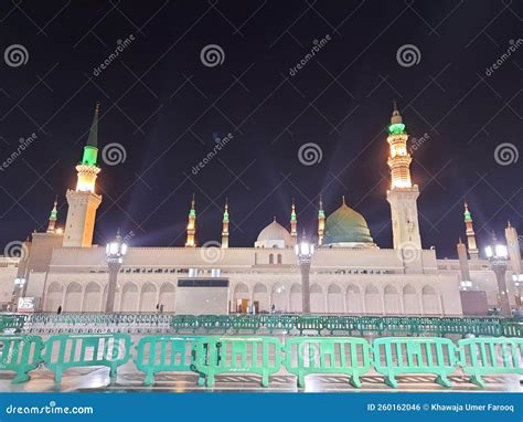 Beautiful View of Masjid Al Nabawi, Madinah at Night. Stock Photo ...