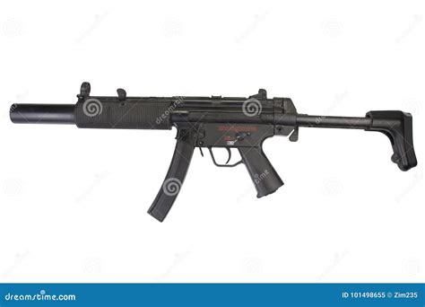 Submachine Gun MP5 with Silencer Stock Image - Image of service, swat ...