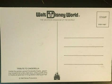 Vintage Postcard 1971 Tribute to Cinderella Walt Disney World Orlando ...