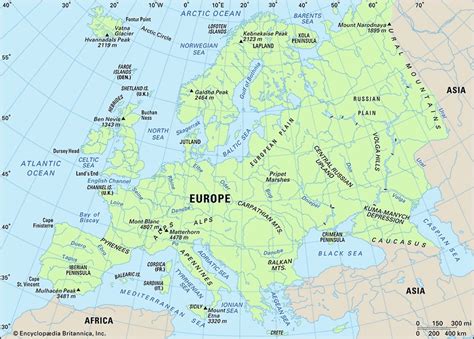 Europe Physical Features Map