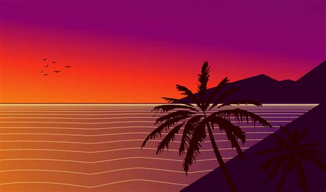 Sunset on the beach illustration, suitable for wall decoration ...