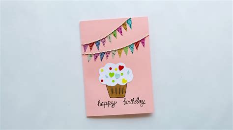 Simple and Easy Cupcake Birthday Card Making for Kids | Birthday Card ...