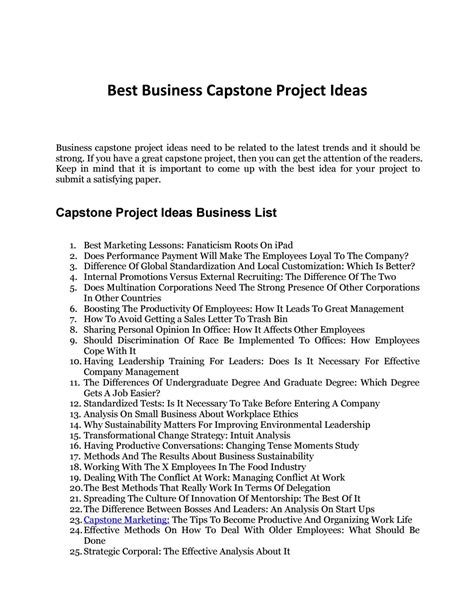 What Are the Best Business Capstone Project Ideas? Discover Here by ...