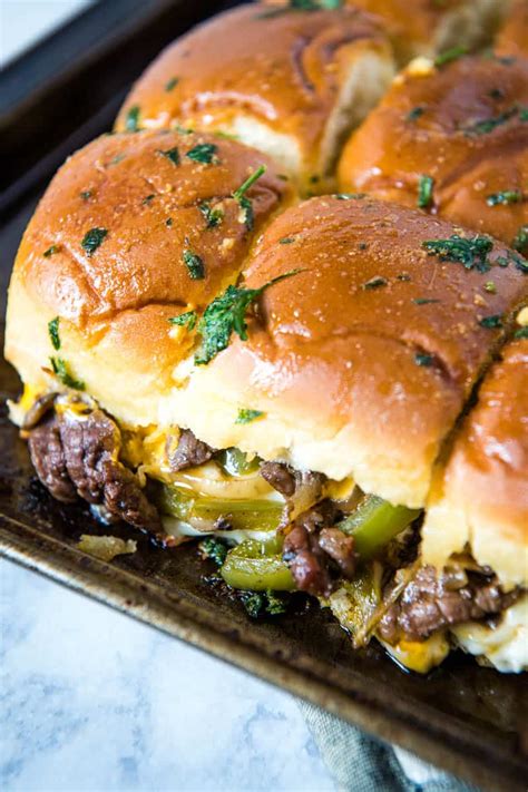 Easy Philly Cheesesteak Sliders on Hawaiian Rolls | Adventures of Mel