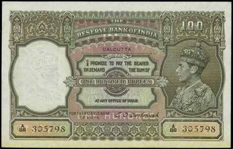 British India 100 Rupee Note 1943 King George VI|World Banknotes ...