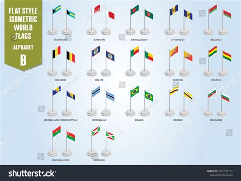 Isometric World Flags Alphabet B Countries Stock Vector (Royalty Free ...