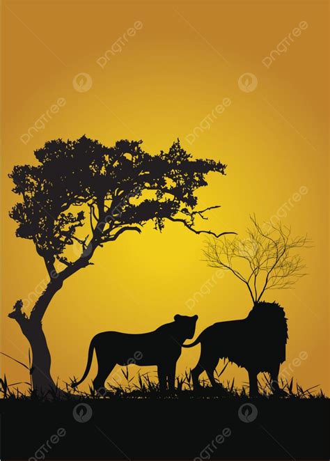 African Lion Vector Hd PNG Images, Silhouette Of An African Lion ...