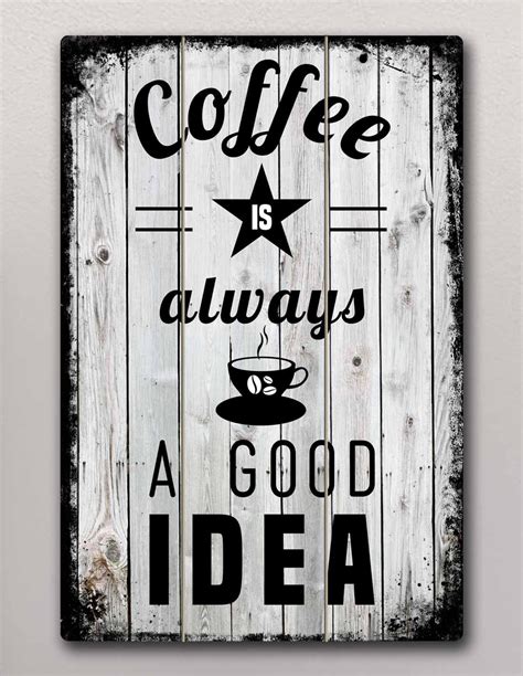 VINOXO Vintage Framed Coffee Wall Art Decor Plaque - Coffee Is Always A ...