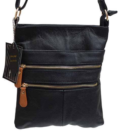 Womens Multi Pocket Zipper Leather Crossbody Bag Over the Shoulder ...