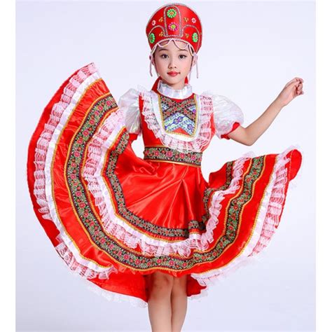 Girls Russian folk dance costumes dress European palace princess party ...