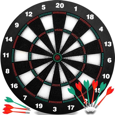 Safety Darts and Kids Dart Board Set - 16 Inch Rubber Dart Board with 9 ...