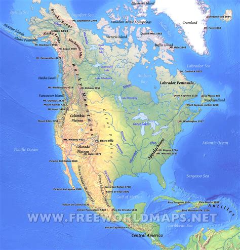 North America Physical Map – Freeworldmaps.net