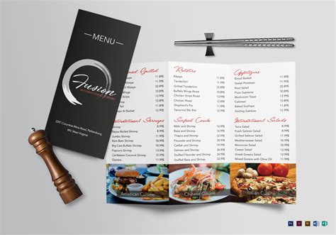 Cuisine Tri-fold Menu Design Template in PSD, Word, Publisher ...