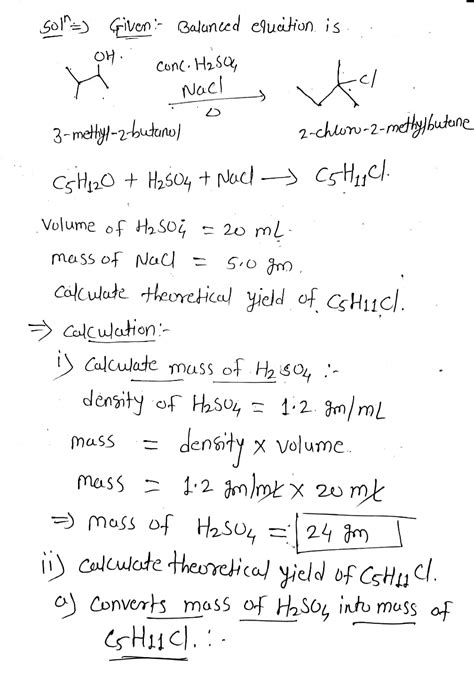 [Solved] 20mL of H2SO4 and 5.0g NaCl were used. Based on this reaction ...