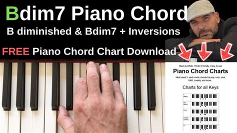 B diminished chord piano | Bdim + Bdim7 + Inversions Piano Tutorial ...