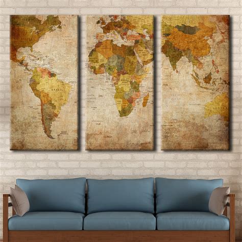 World Map Multi Panel Canvas Wall Art | ElephantStock