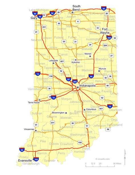 Road Map Of Indiana - United States Map