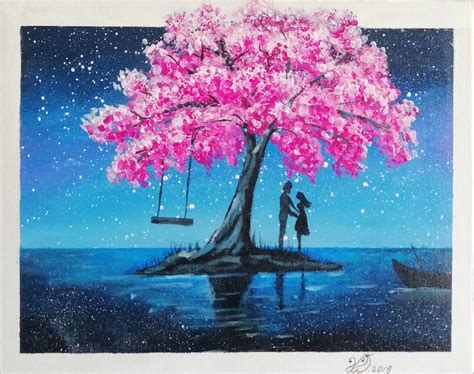 Kirschbaum | Cherry blossom painting, Swing painting, Art