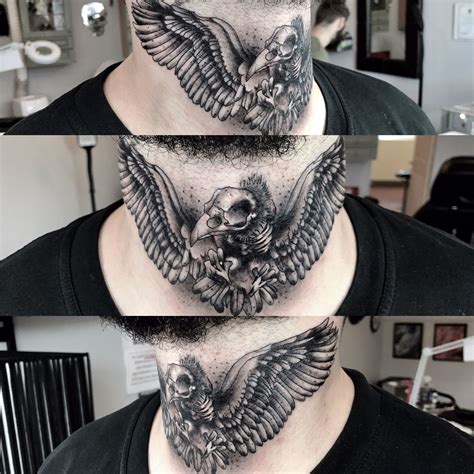 #tattoo #blackandgrey #blackandgreytattoo #necktattoo #neck #raven # ...