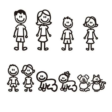 10pcs Stick Figure My Family Car Stickers With Pet Car Decal Sticker ...