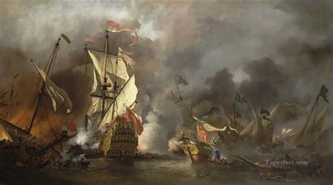 naval battle of ships Painting in Oil for Sale