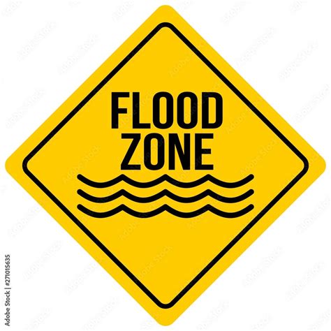 Flood Zone Sign - A cartoon illustration of a Flash Flood Sign. Stock ...