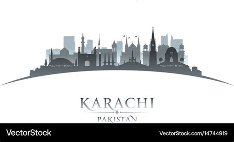 Karachi pakistan city skyline silhouette white Vector Image