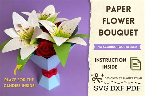 Paper flower bouquet with lilies SVG cut file