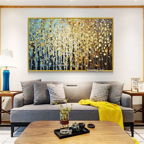 Large Size Hand Painted Abstract Color Tree Landscape Oil Painting On ...