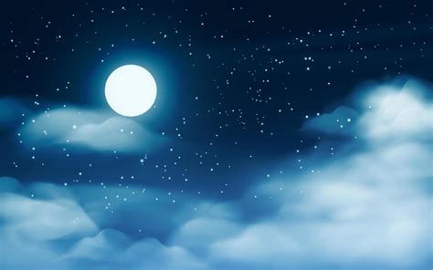 Night sky with full moon and clouds 9432551 Vector Art at Vecteezy