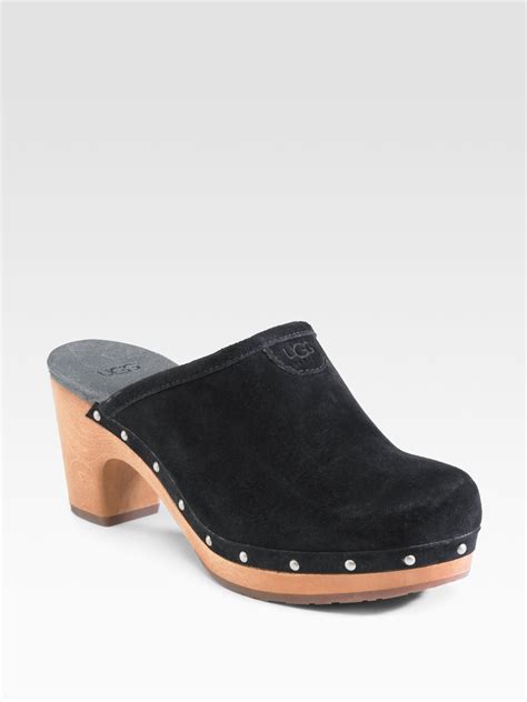 UGG Abbie Suede Clogs in Black - Lyst