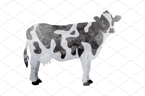 Watercolor cow on white | Illustrator Graphics ~ Creative Market