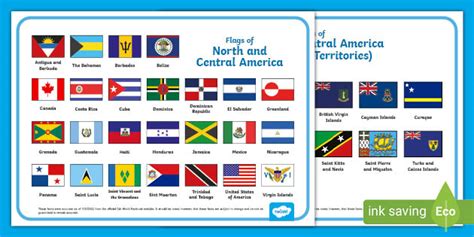 Flags of North and Central America Word Mat - Twinkl