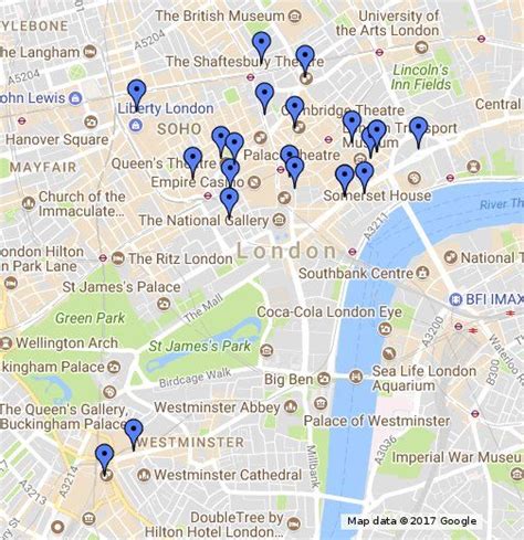 Map of West End Theatre District - London