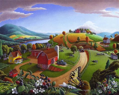 Blackberry Patch Rural Farm Landscape by Walt Curlee | Farm art ...