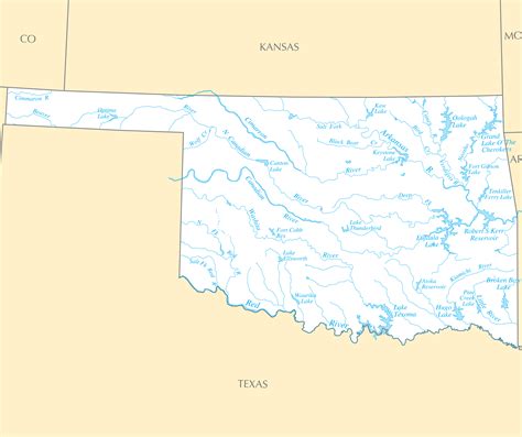 Oklahoma Rivers And Lakes • Mapsof.net