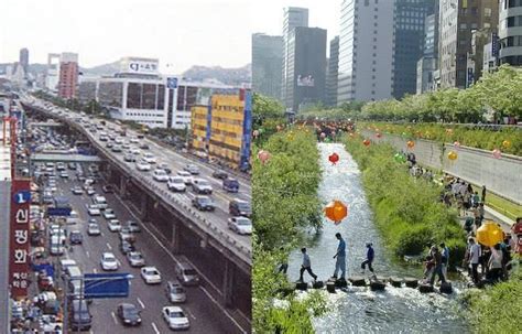 before and after Cheonggyecheon highway demoltion - Institute for ...