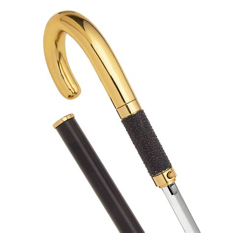 Gold Plated ISS Sword Cane with Hidden Full Length Rapier Blade