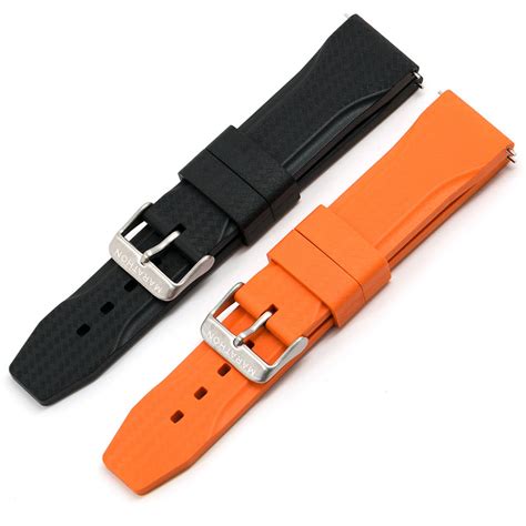 MARATHON TEXTURED VULCANIZED RUBBER WATCH STRAP 2-PC: 22MM in 2 COLORS ...