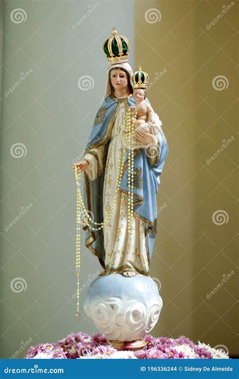 Statue of the Image of Our Lady of the Rosary Stock Photo - Image of ...