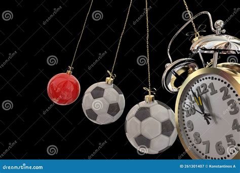 Xmas Christmas Soccer Ball Ornaments Pendulum Isolated - 3d Rendering ...