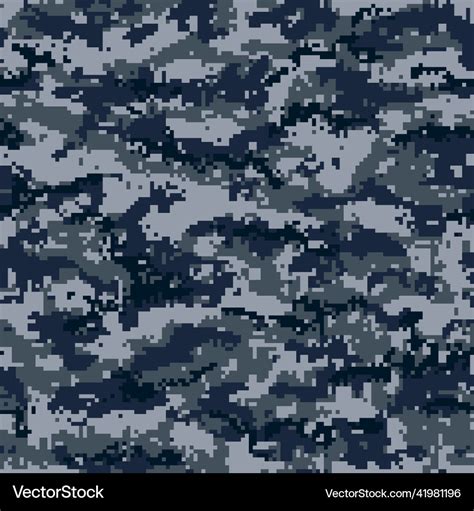 Navy blue digital camouflage seamless pattern Vector Image