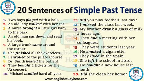 20 Examples Of Simple Past Tense Sentences Englishteachoo - Riset