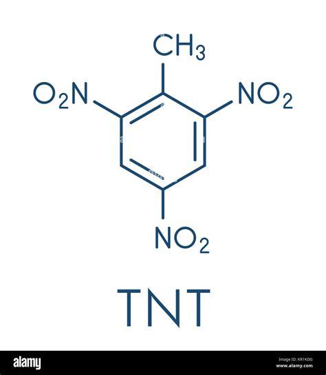 Trinitrotoluene (TNT) high explosive molecule. Skeletal formula Stock ...