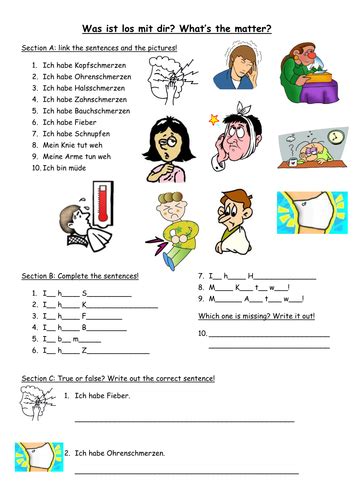 KS3 German: Illnesses Was ist los mit dir? | Teaching Resources