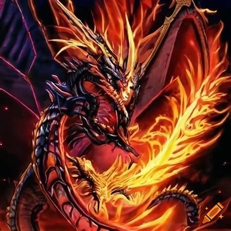 Anime fantasy fire dragon yu-gi-oh card art on Craiyon