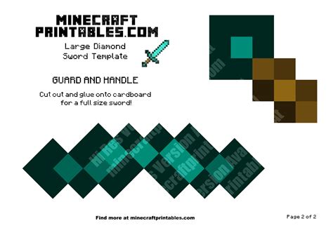 Diamond Sword - Printable Minecraft Diamond Sword Papercraft Template