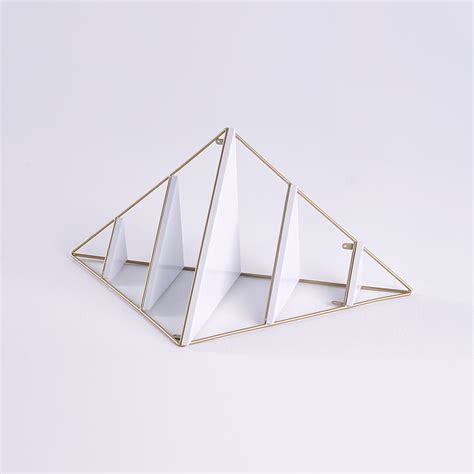 Modern Corner Wall Shelves Triangle Floating Shelves in Gold & White ...